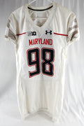2014 Maryland Terrapins Clarence Murphy #98 Game Used White Jersey 44 590