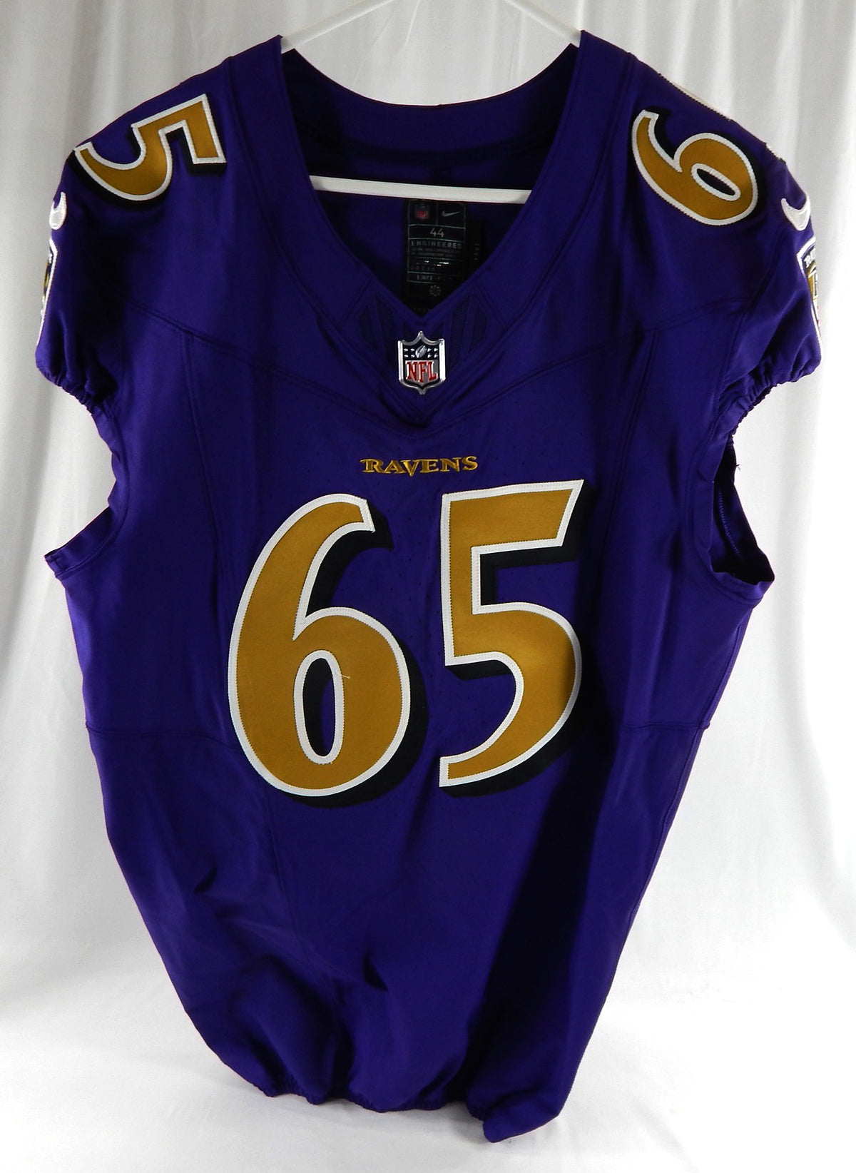 2024 Baltimore Ravens David Olajiga #65 Game Issued Purple Jersey Color Rush 4