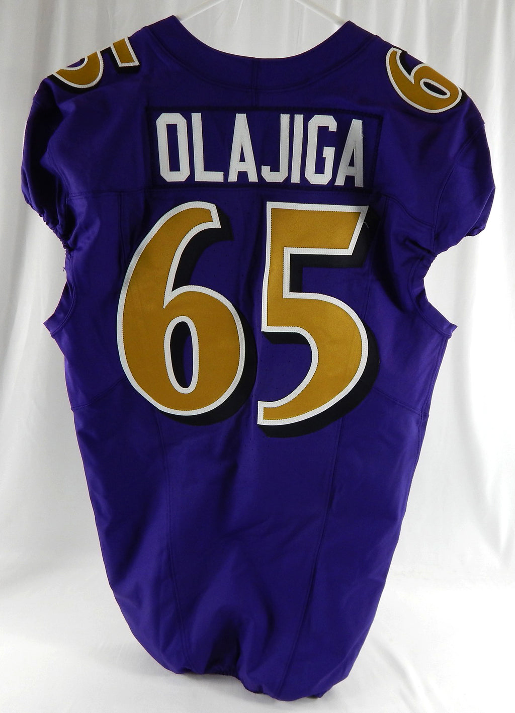 2024 Baltimore Ravens David Olajiga #65 Game Issued Purple Jersey Color Rush 4 Pic2