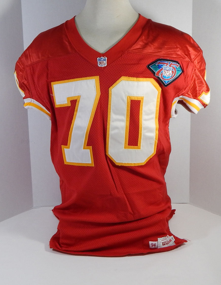 1994 Kansas City Chiefs Bonds #70 Game Issued Red Jersey 75th Patch DP17452 Pic2