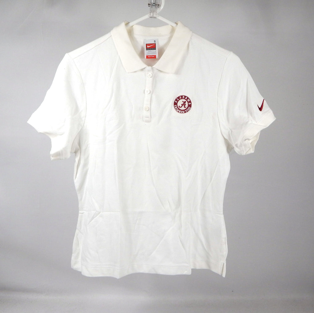 2000s Alabama Crimson Tide Team Issued White Polo Shirt Womens 56328 YS 4-6 9S