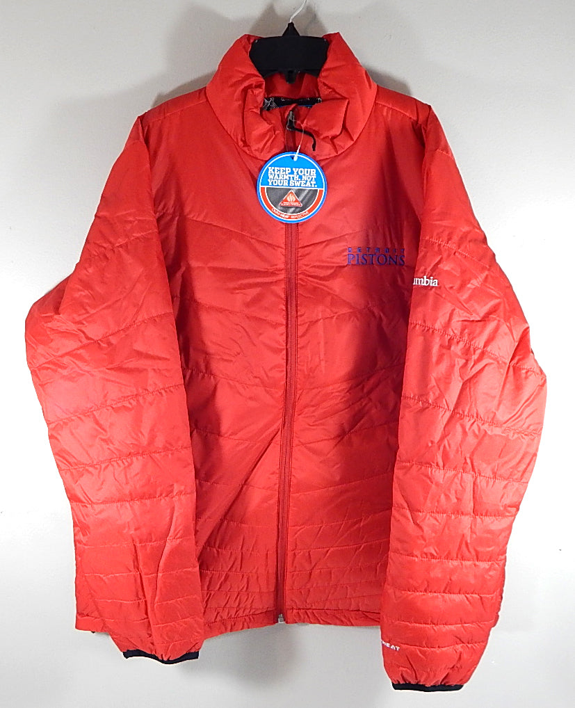 Detroit Pistons Columbia Omni-Heat Mighty Jacket Coat Adult Medium Red New
