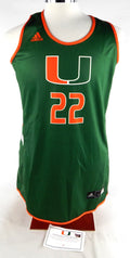 Miami Hurricanes #22 Game Used Green Practice Jersey Basketball L 823