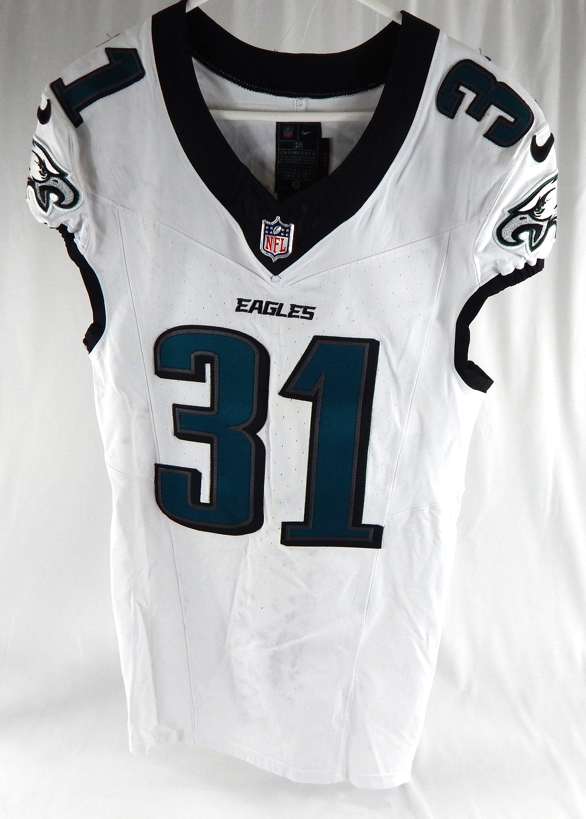 2024 Philadelphia Eagles Andre' Sam #31 Game Used White Jersey 38 DP111901