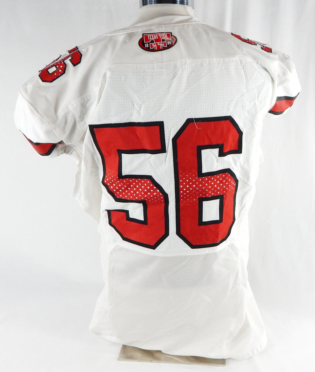2022 Texas Tech Red Raiders #56 Game Used White Jersey Football NP Rem 50 038 Pic2
