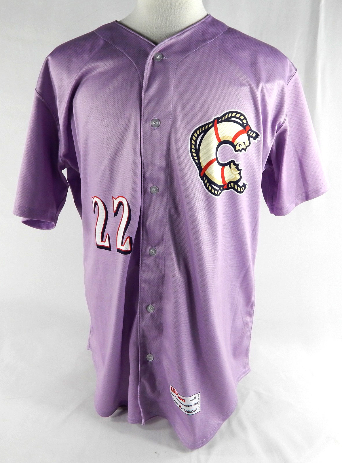 2019 Clearwater Threshers Grant Dyer #22 Game Issued Pos Used Purple Jersey 4