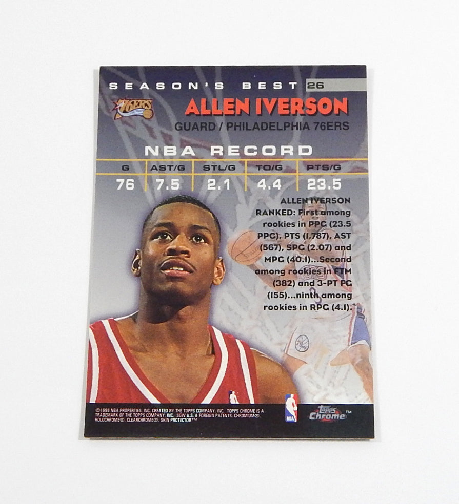 1997-98 Topps Chrome Season's Best Allen Iverson #SB26 2nd Year Pic2