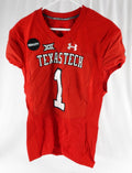 2017 Texas Tech Red Raiders #1 Game Used Red Jersey Equality Patch Football 46 0