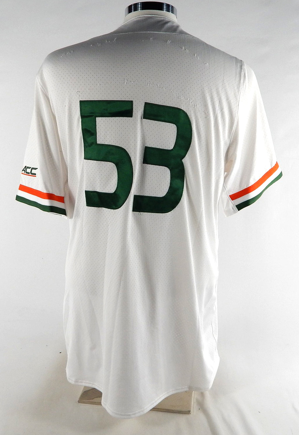 Miami Hurricanes #53 Game Used White Jersey Baseball Name Plate Removed 44 829 Pic2