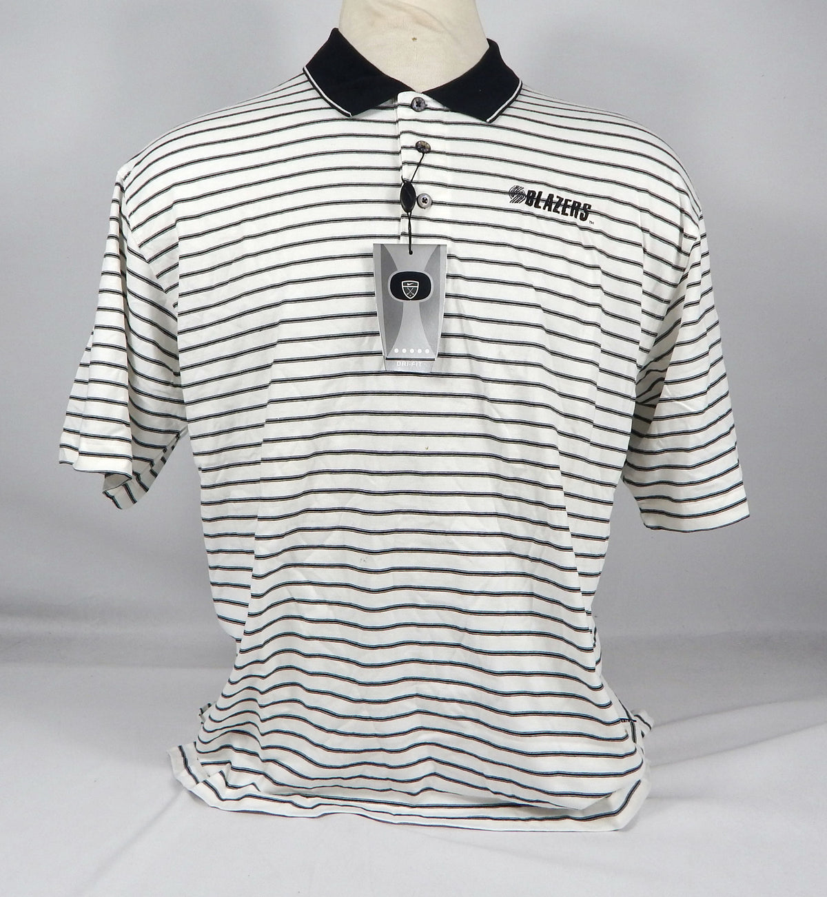 2000s Portland Trailblazers Team Issued White Black Polo Shirt 164175-123 M 42S