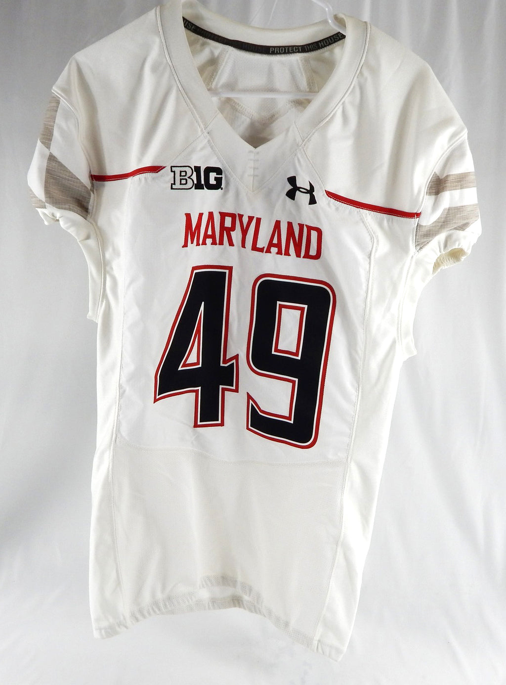 2015 Maryland Terrapins Gus Little #49 Game Used White Jersey 44 598