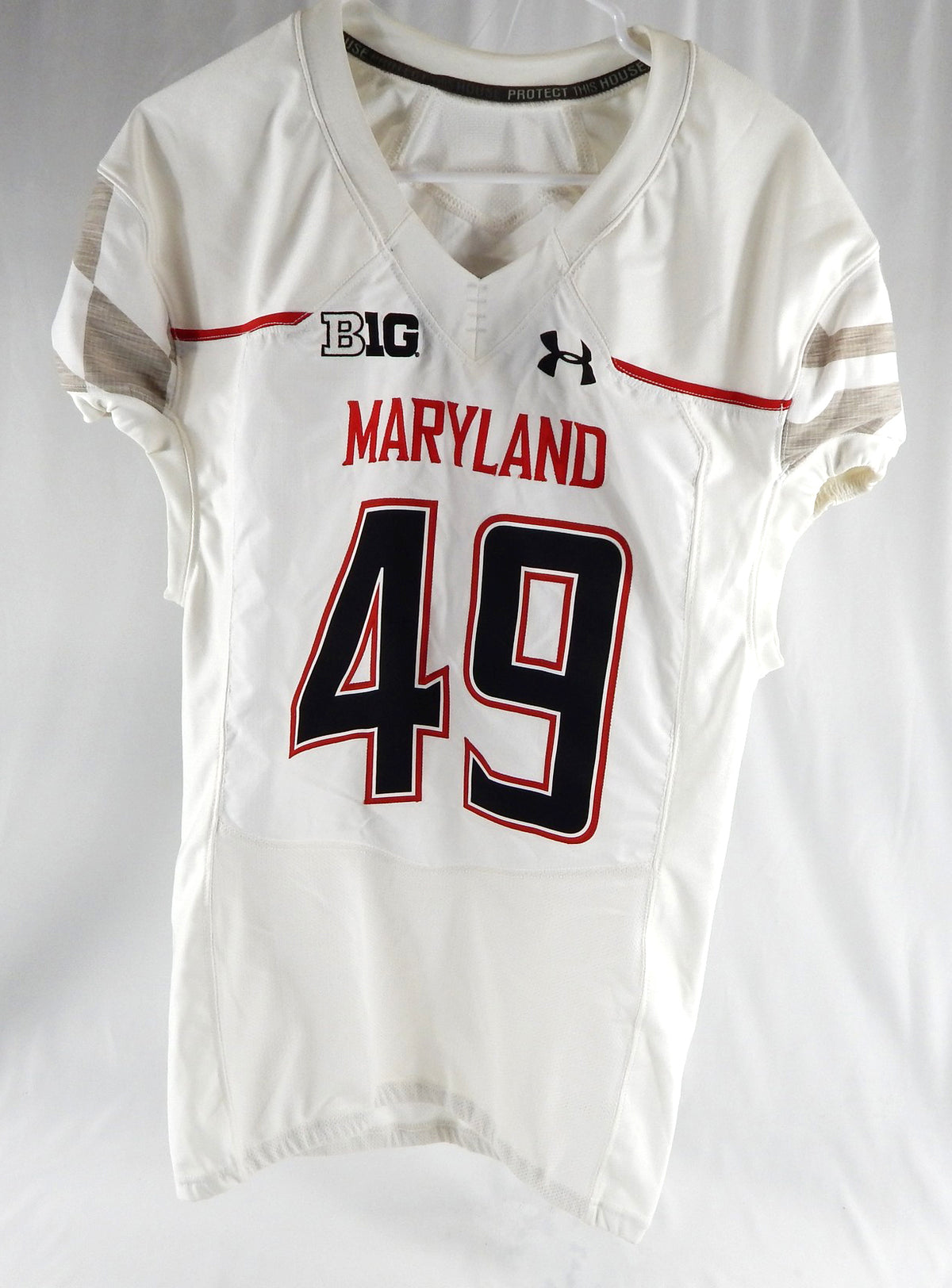 2015 Maryland Terrapins Gus Little #49 Game Used White Jersey 44 598