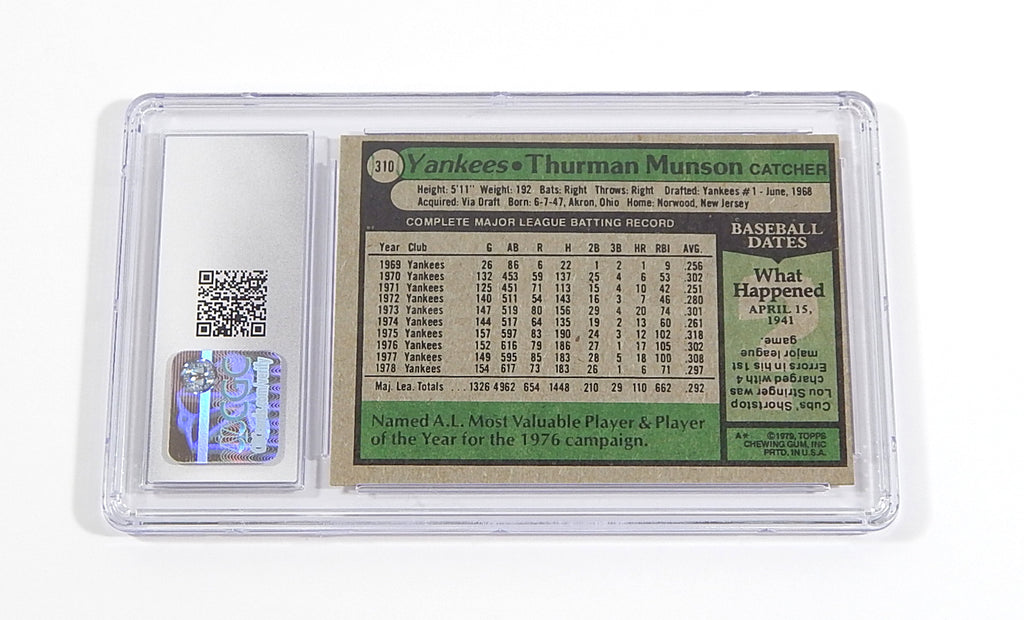 1979 Topps Thurman Munson #310 Yankees CGC 7 Pic2