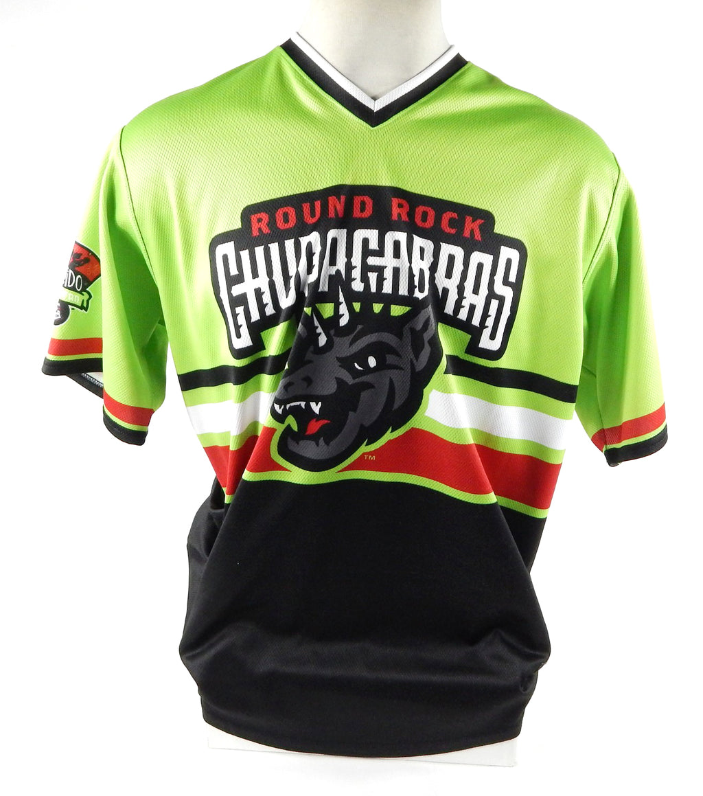 2022 Round Rock Express #33 Game Issued Pos Used Green Jersey Chupacabras MILB 1