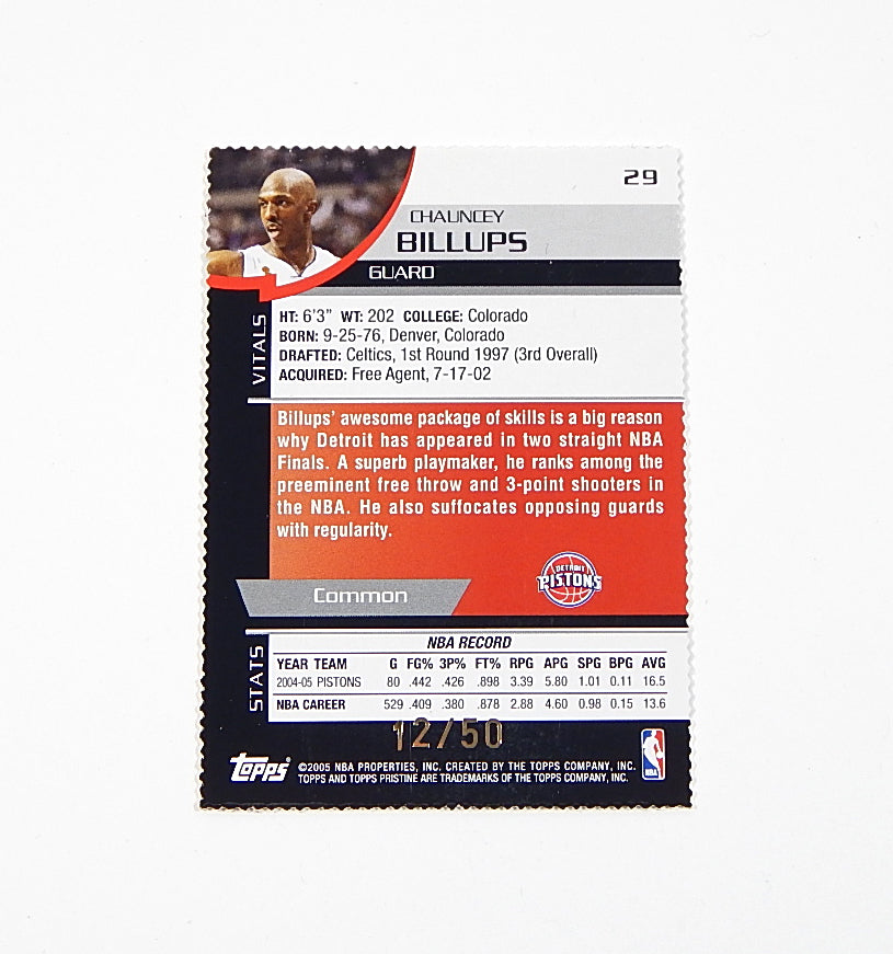 2005-06 Topps Pristine Die Cut Chauncey Billups #29 /50 Pic2