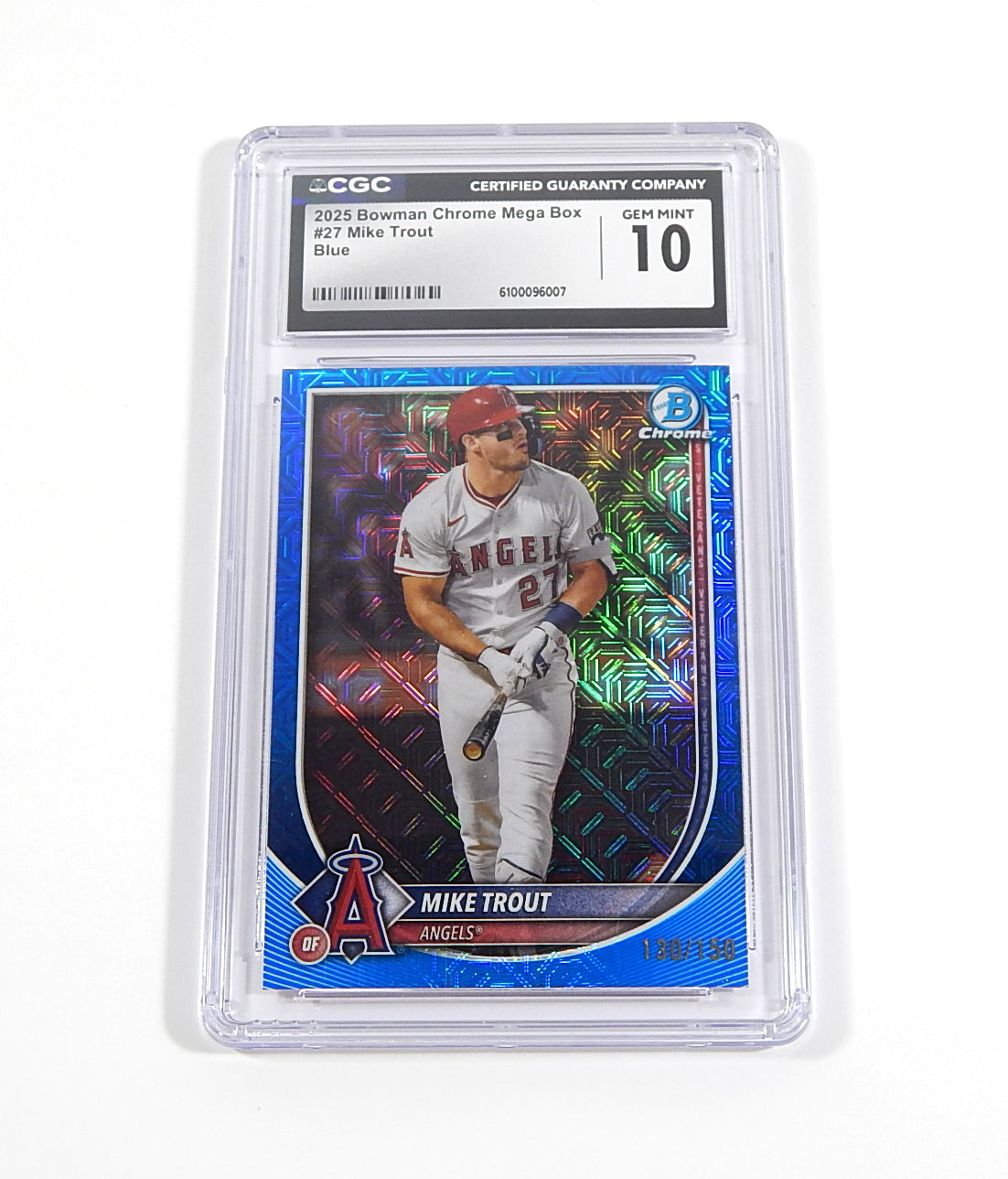 2025 Bowman Chrome Mega Box Blue Refractor Mike Trout #27 #'d /150 CGC 10