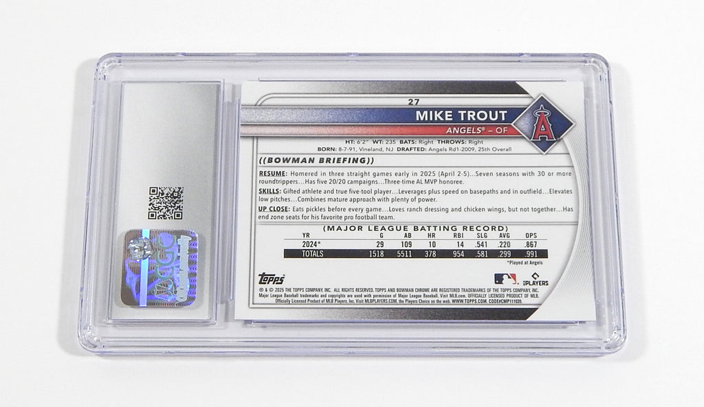 2025 Bowman Chrome Mega Box Blue Refractor Mike Trout #27 #'d /150 CGC 10 Pic2