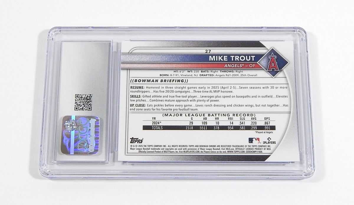 2025 Bowman Chrome Mega Box Blue Refractor Mike Trout #27 #'d /150 CGC 10 Pic2
