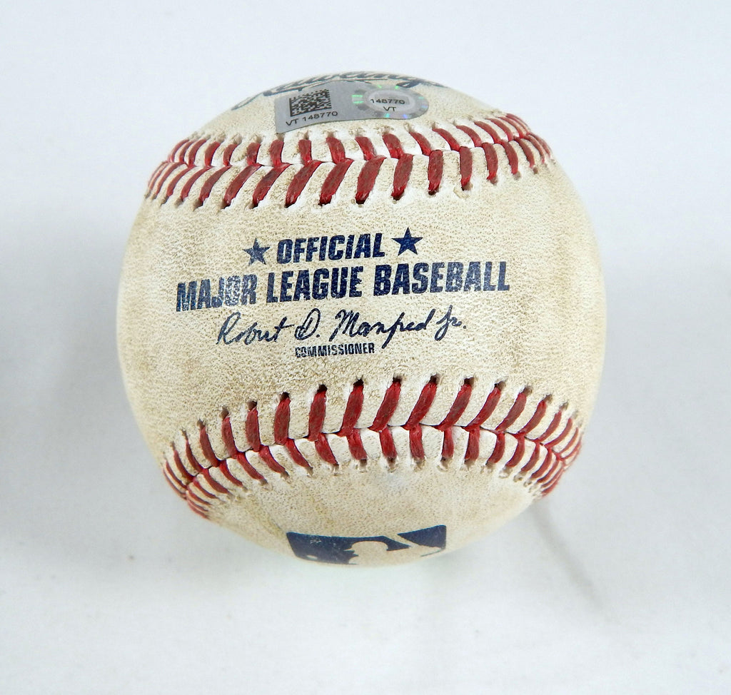 2023 Marlins Nationals Game Used Baseball Nardi Jeimer Candelario doubles 1
