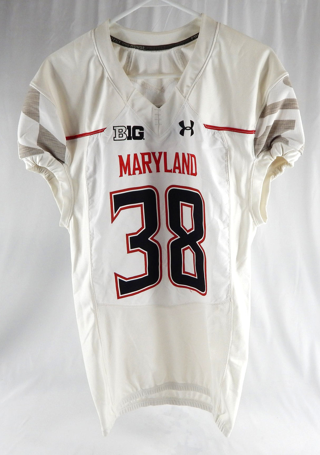 2014 Maryland Terrapins Lee Shrader #38 Game Used White Jersey 42 605