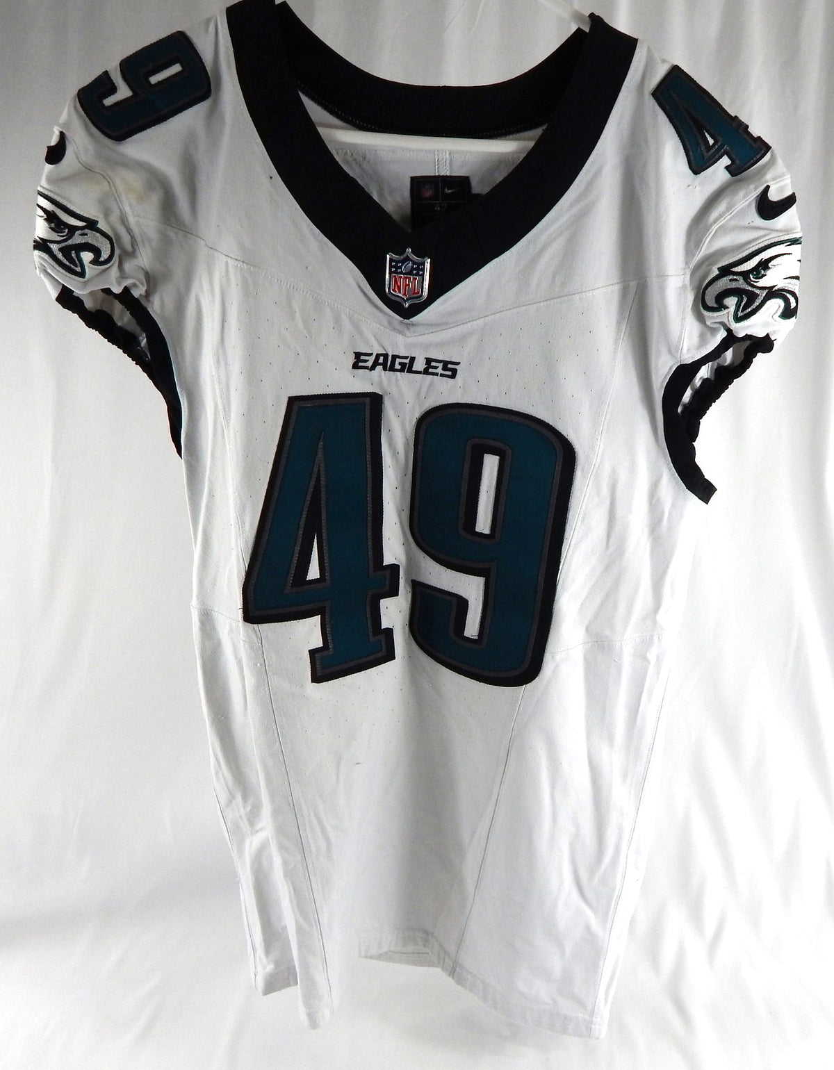 2024 Philadelphia Eagles Cameron Latu #49 Game Used White Jersey 42 DP111907