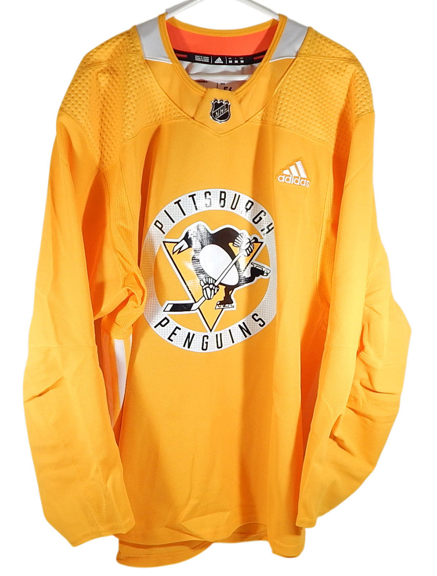 Pittsburgh Penguins Adidas NHL Team Issued Practice Hockey Jersey Gold New 58