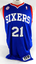 2013-14 Philadelphia 76ers Thaddeus Young #21 Game Issued Blue Jersey Iverson 5