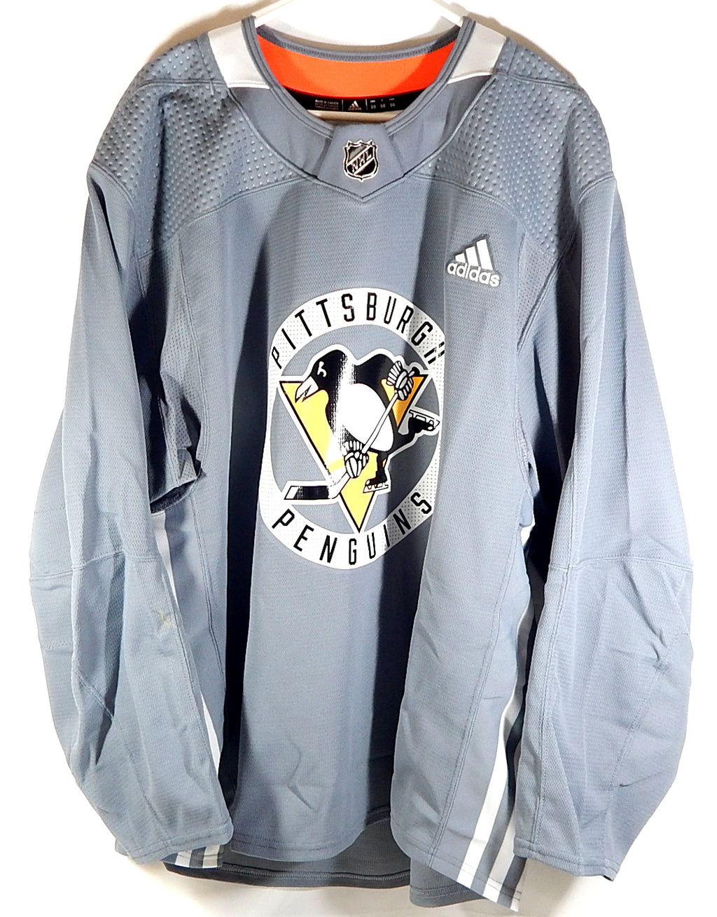 Pittsburgh Penguins Adidas NHL Team Issued Practice Hockey Jersey Gray 58+ Plus
