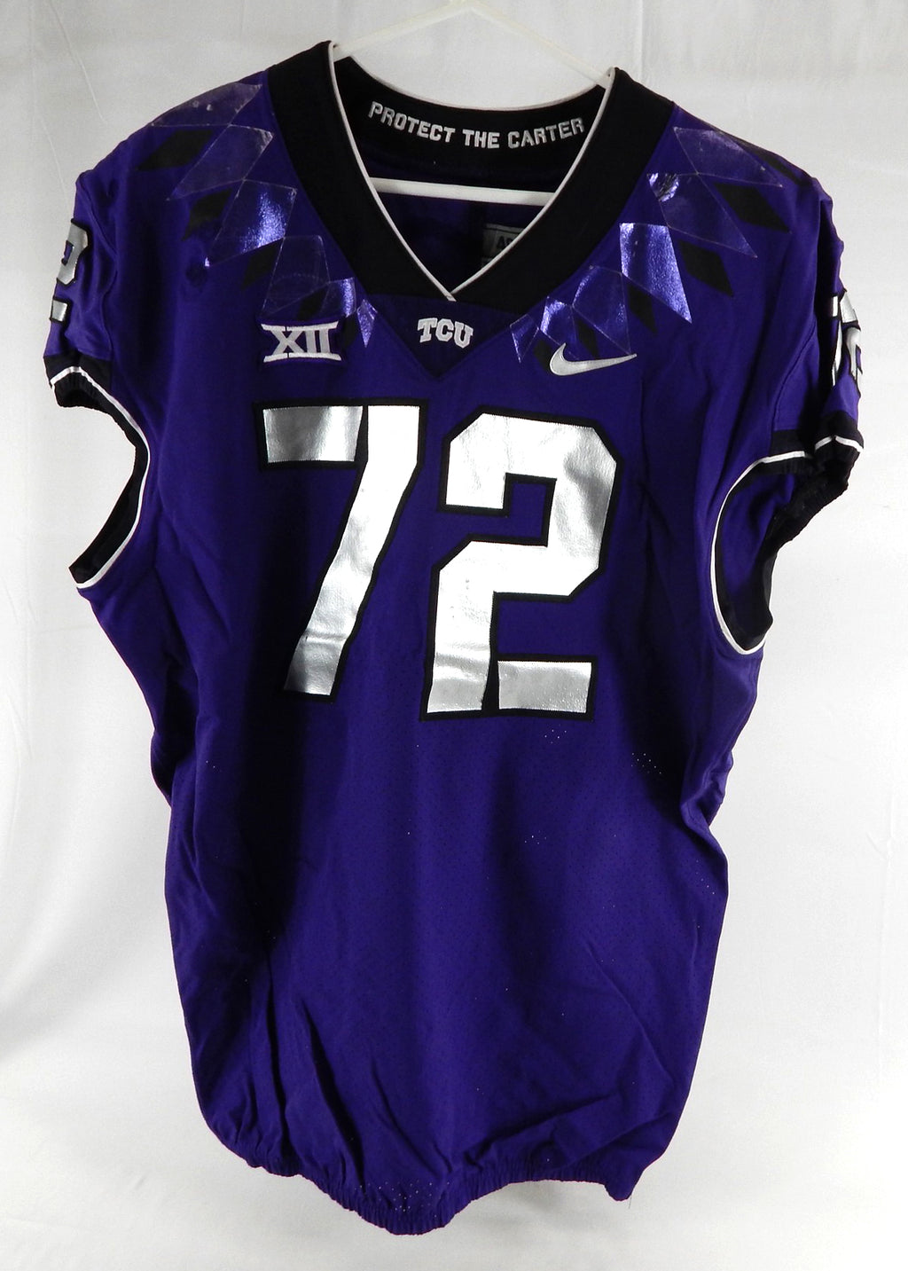 2019-24 Texas Christian TCU Frogs #72 Game Used Purple Jersey Football NP R 48 6