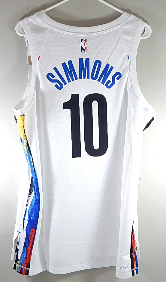 Ben Simmons #10 Brooklyn Nets Nike x Basquiat City Edition Jersey White New M Pic2