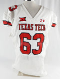 2022 Texas Tech Red Raiders #63 Game Used White Jersey Football NP Rem 50 048