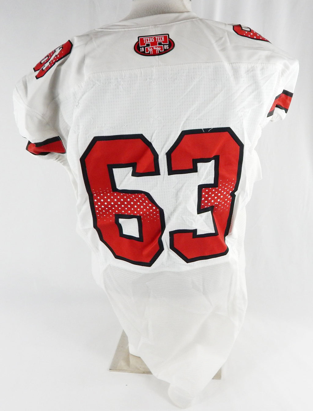 2022 Texas Tech Red Raiders #63 Game Used White Jersey Football NP Rem 50 048 Pic2