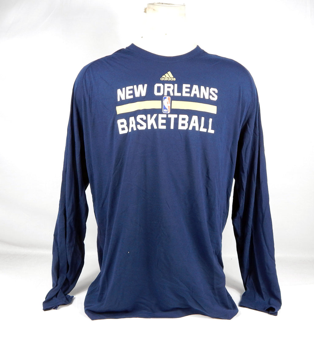 2015-16 New Orleans Pelicans Team Issued Navy Long Sleeve Training Shirt 2XLT 9S