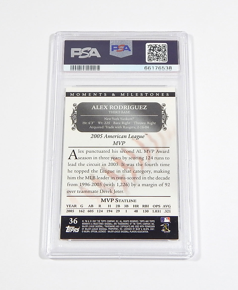2007 Topps Moments & Milestones Alex Rodriguez #36 #'d /150 PSA 8 Pic2