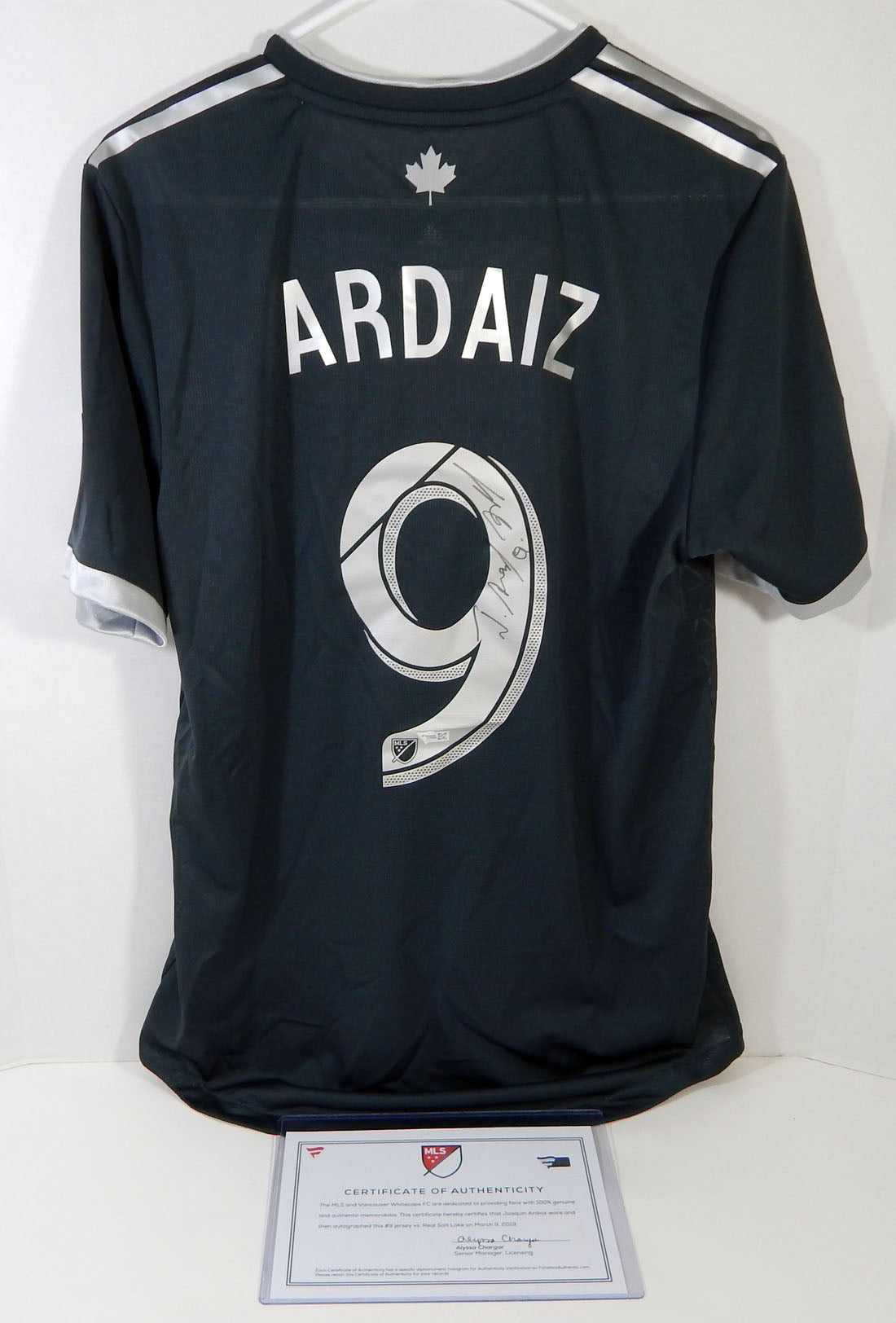 2019 Vancouver Whitecaps FC Joaquin Ardiaz #9 Game Used Sign Black Grey Jersey 8 Pic2