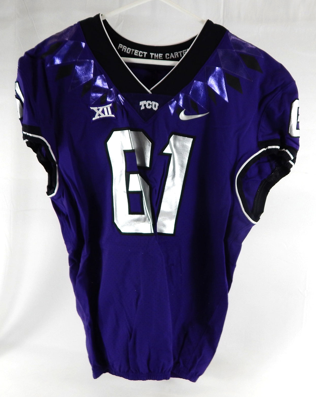 2019-24 Texas Christian TCU Frogs #61 Game Used Purple Jersey Football NP R 48 9
