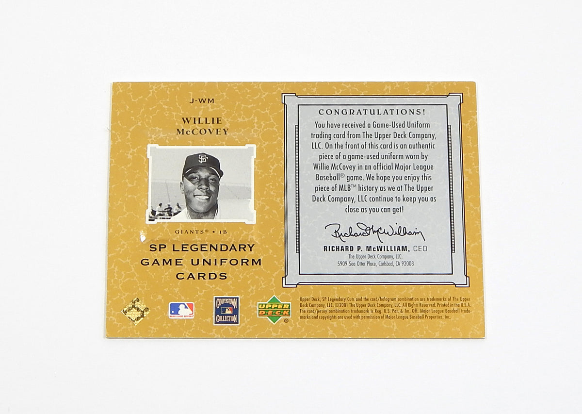 2001 SP Legendary Cuts Game Used Jersey Willie McCovey #J-WM Worn Relic Pic2