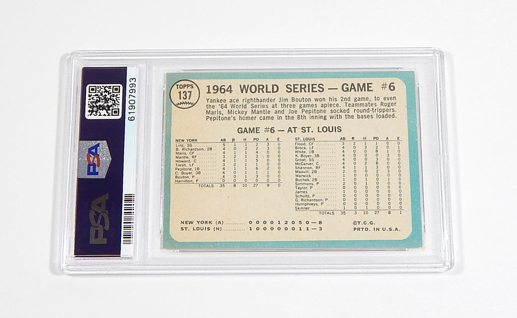 1965 Topps Jim Bouton Wins Again #137 World Series PSA 4 Pic2