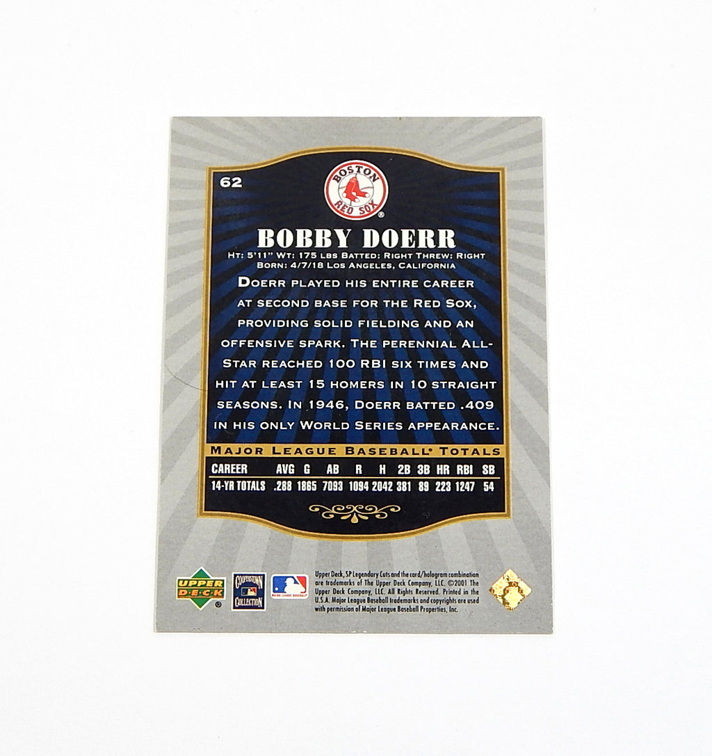 2001 SP Legendary Cuts Bobby Doerr #62 Signed On Card Auto Autograph Pic2