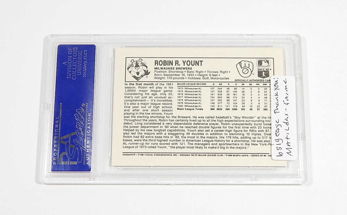 1981 Kellogg's 3D Superstars Robin Yount #57 PSA 8 Pic2