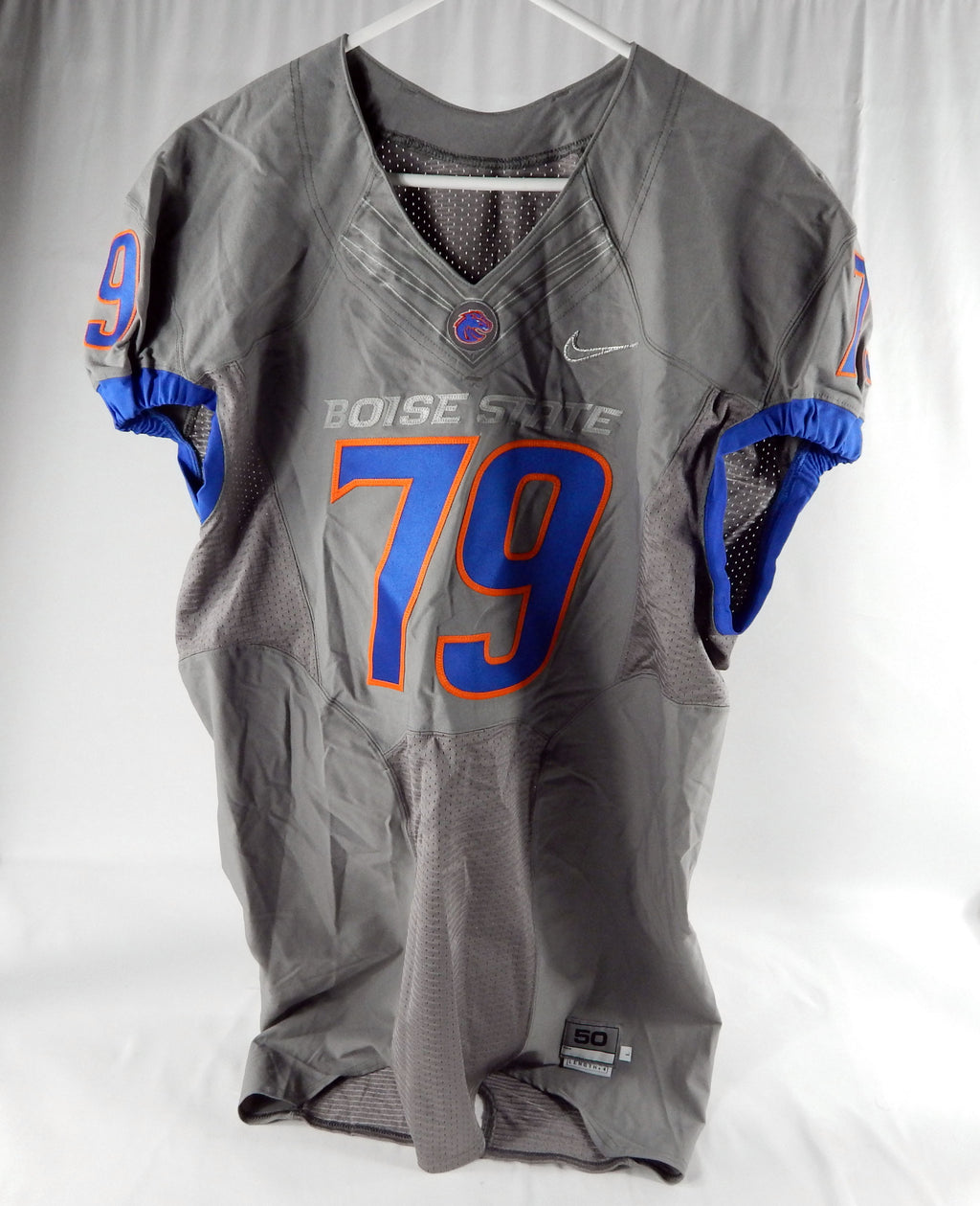 2012-17 Boise State Broncos #79 Game Issued Grey Jersey Football 50+4 627