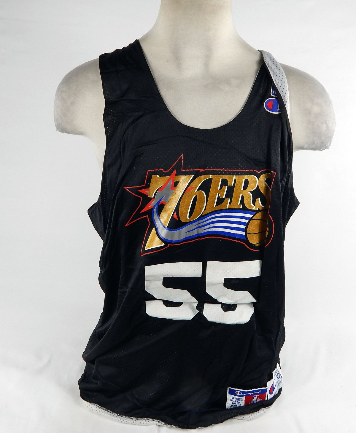1990s Philadelphia 76ers #55 Game Issued Black Practice Jersey 2XL DP72337