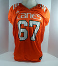 Miami Hurricanes #67 Game Used Orange Practice Jersey 2XL DP27760