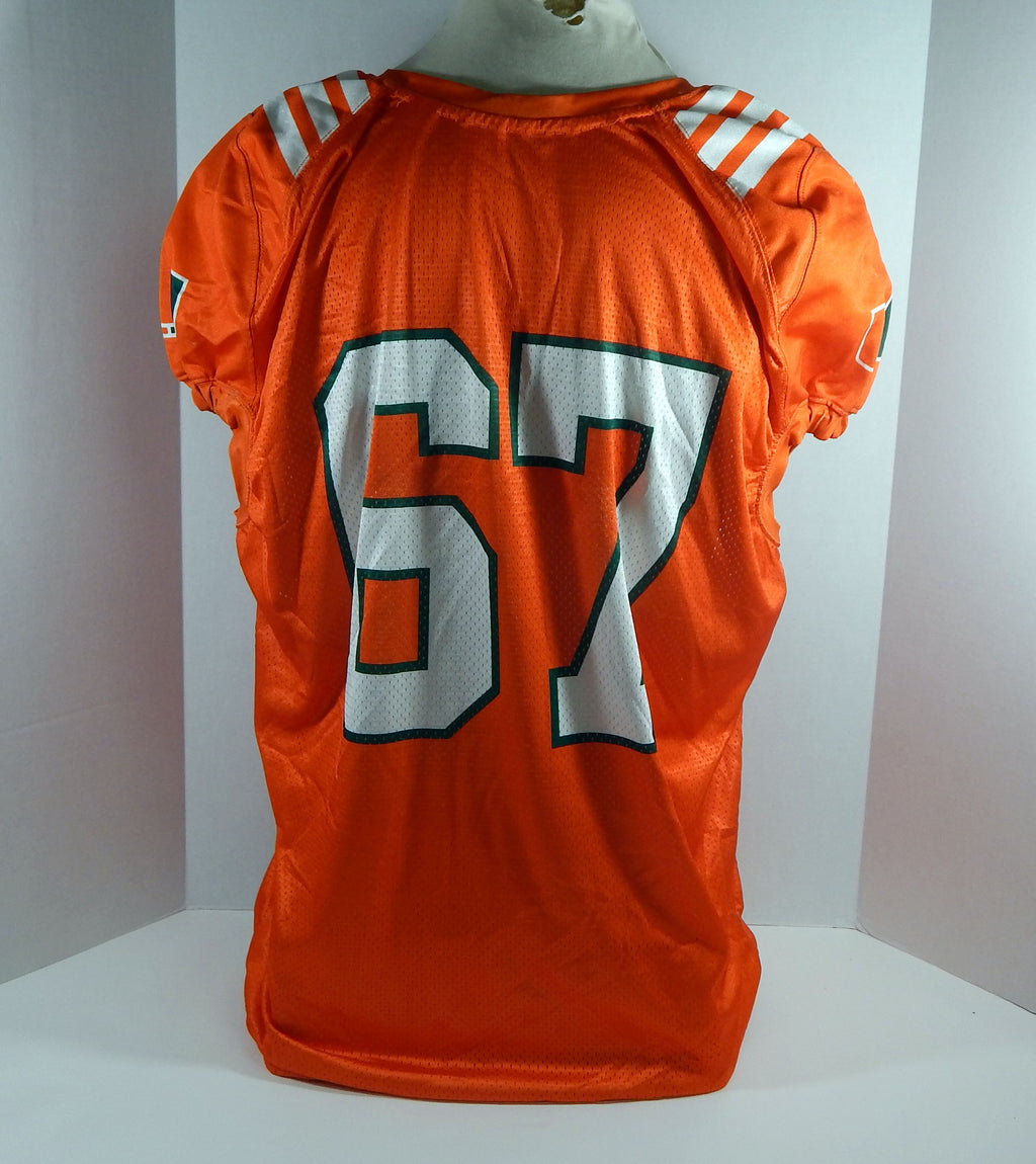 Miami Hurricanes #67 Game Used Orange Practice Jersey 2XL DP27760 Pic2