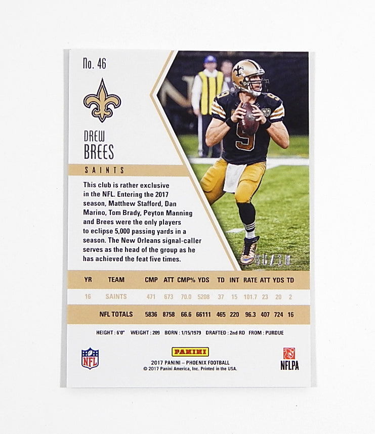 2017 Panini Phoenix Black Drew Brees #46 Saints #'d 8/10 Pic2