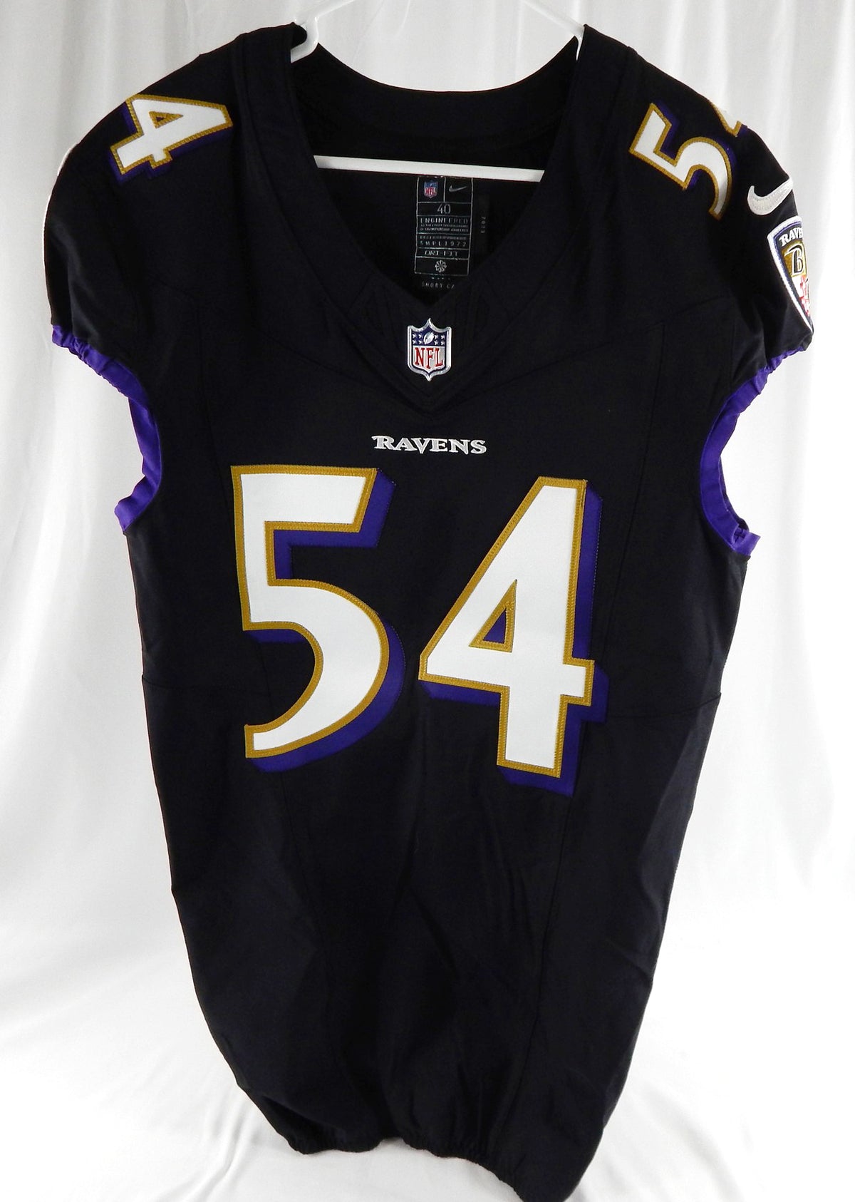 2023 Baltimore Ravens Chandler Martin #54 Game Issued Black Jersey 40 642