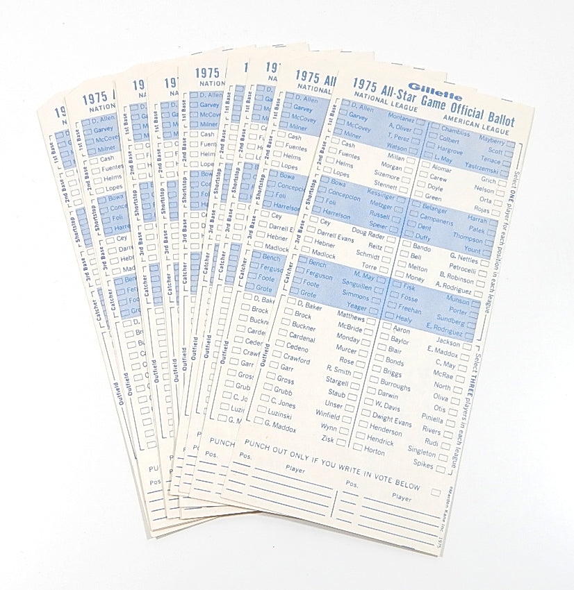Lot of (12) 1975 MLB All Star Game Official Ballots Gillette