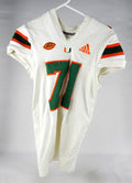 2019 Miami Hurricanes #71 Game Used White Jersey Football NP Rem L 1