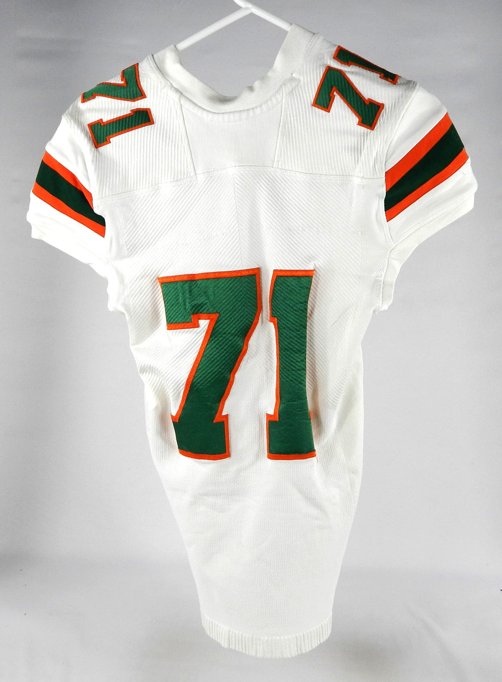 2019 Miami Hurricanes #71 Game Used White Jersey Football NP Rem L 1 Pic2