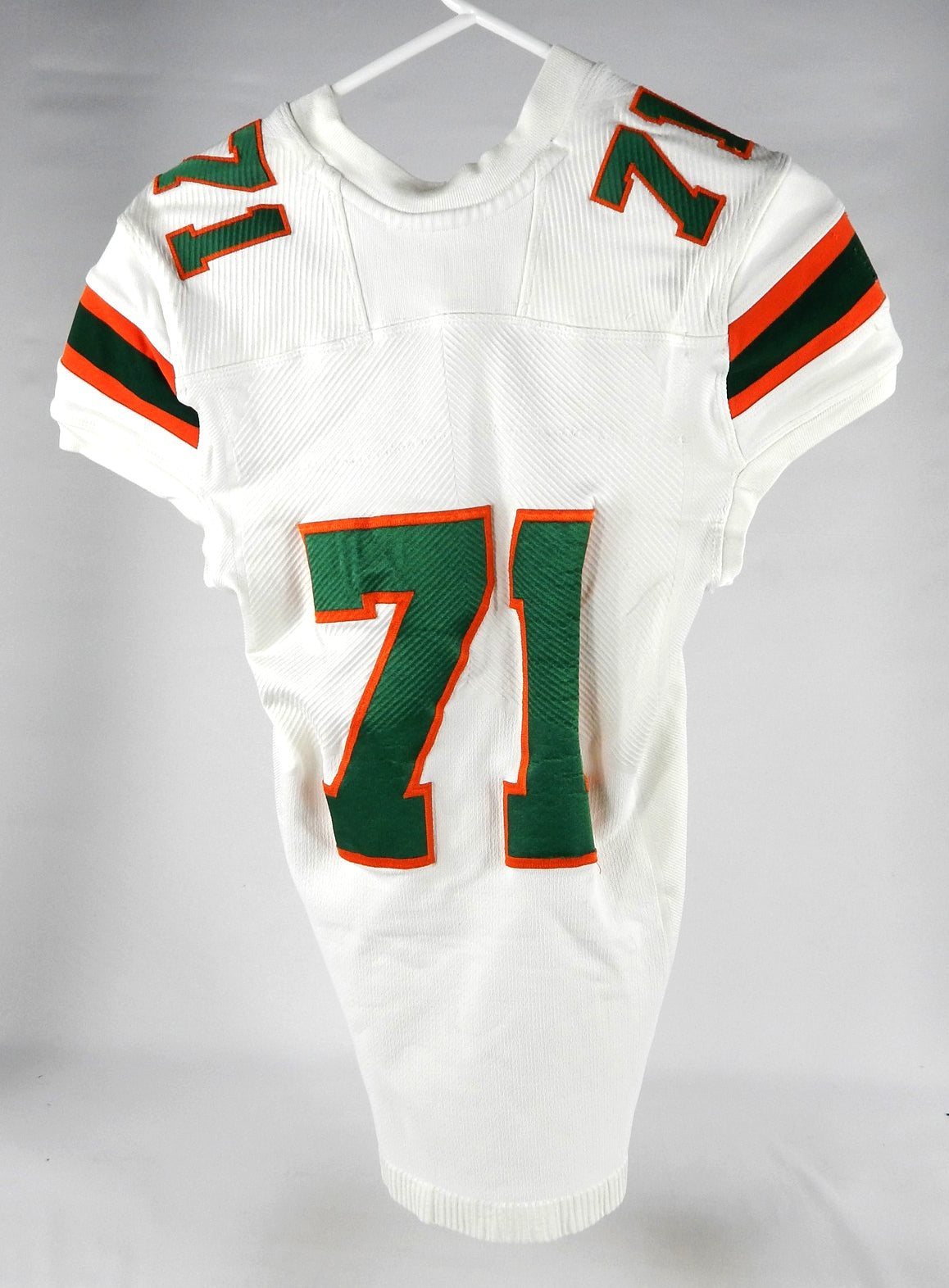 2019 Miami Hurricanes #71 Game Used White Jersey Football NP Rem L 1 Pic2